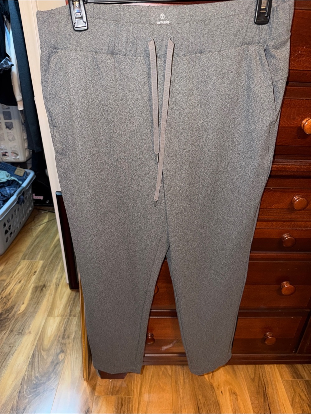 Talbots Heather Gray Straight-Leg Drawstring Pants